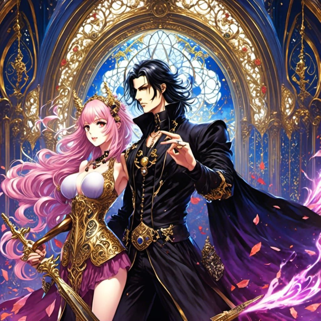Anime Warlock and Witch Couple Key Visual
