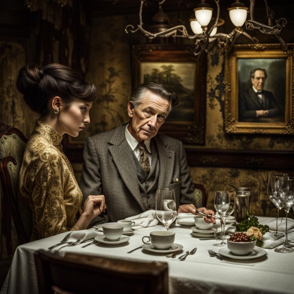 Exotic Aliens Celebrate in Surreal Restaurant Setting