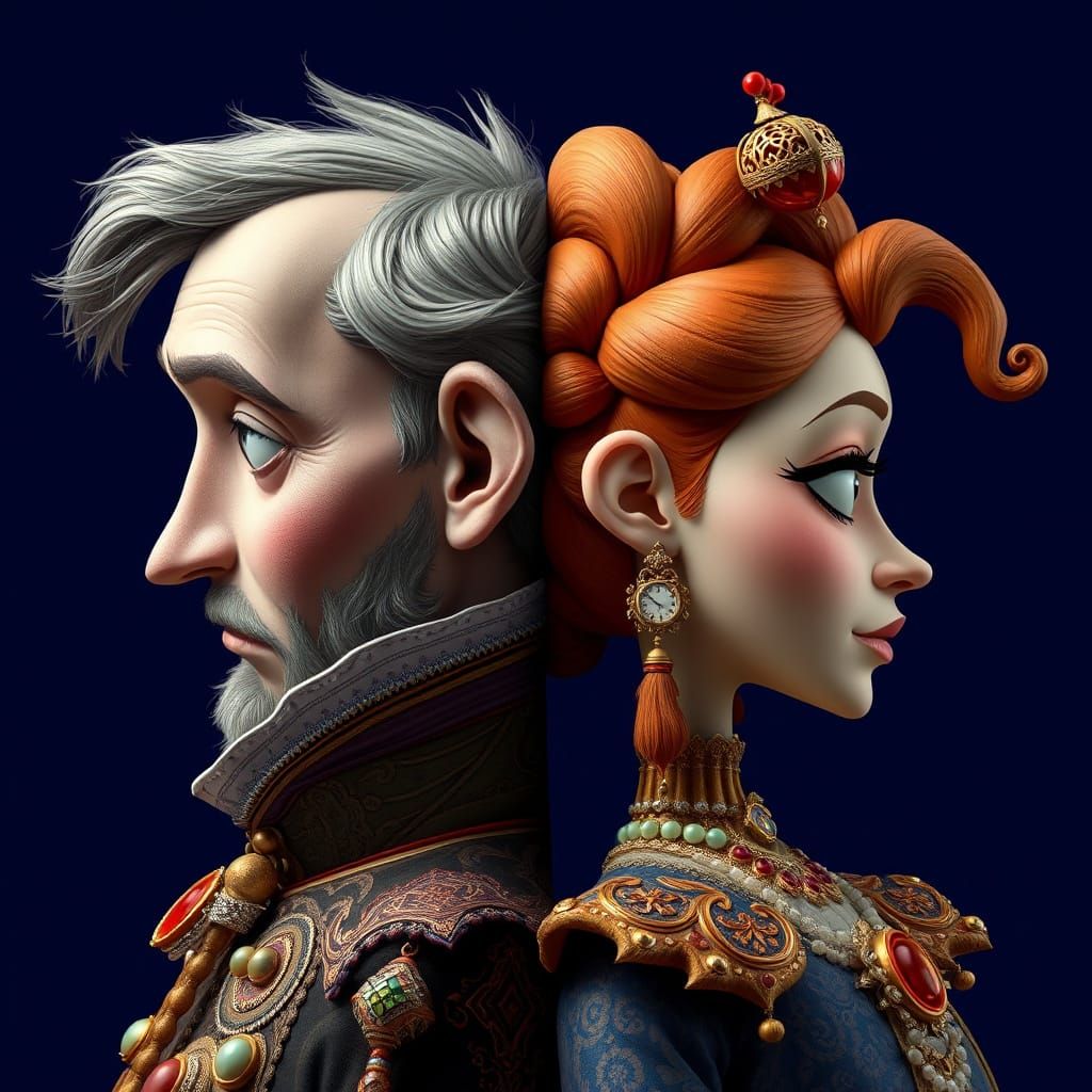 Surreal Androgynous Portrait in Animated Style