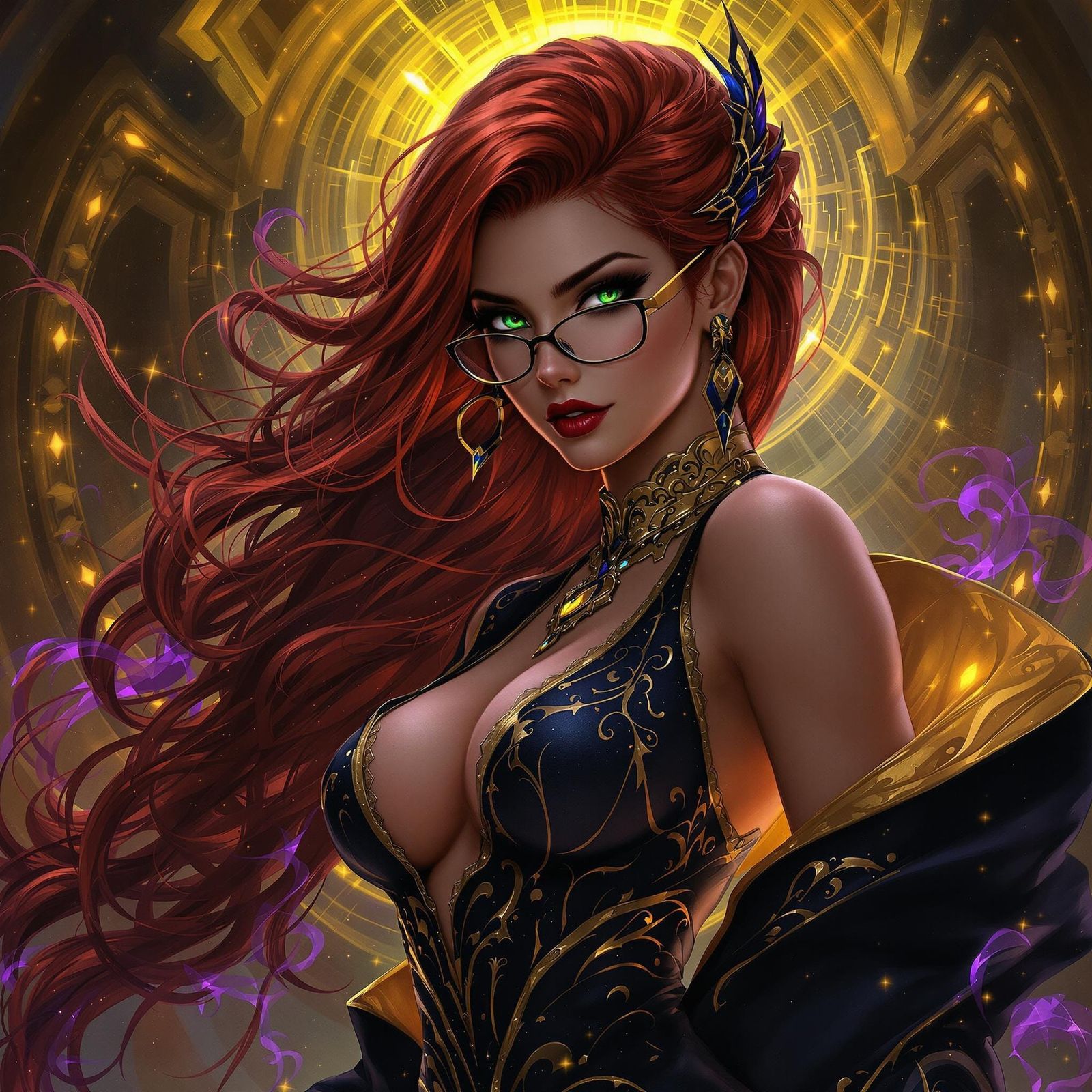Red-Haired Woman in Dark Fantasy Style