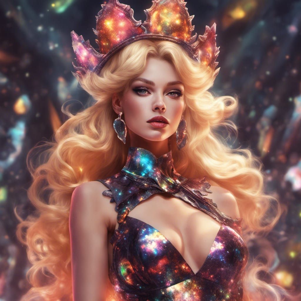 Bowsette at a Fashion Show, Holographic Illustration