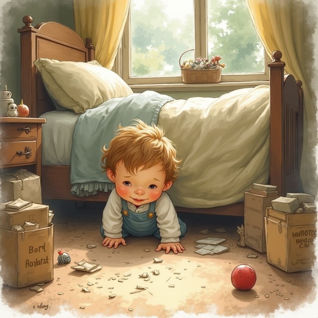 Curious Child's Adventure: Whimsical Watercolor Illustration