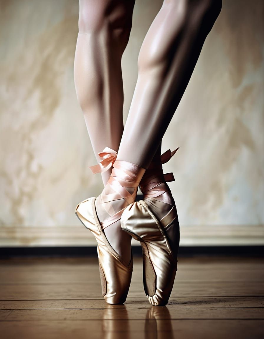 Vintage Ballet Dancer's Feet in Elegant Arabesque