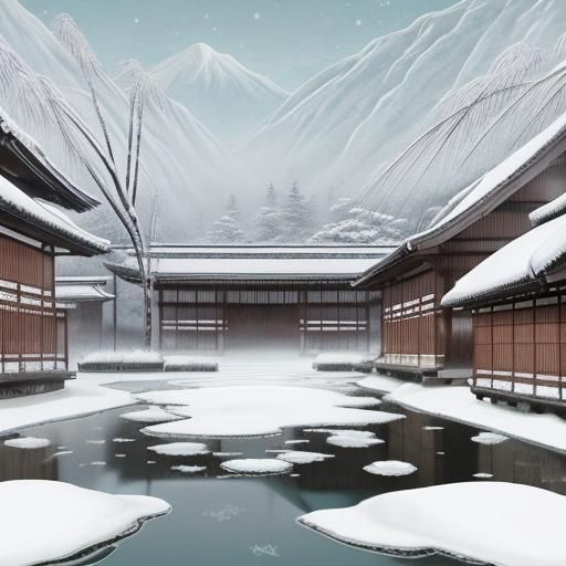 Bamboo Shoots in Snow: Japanese Ink Art Tile