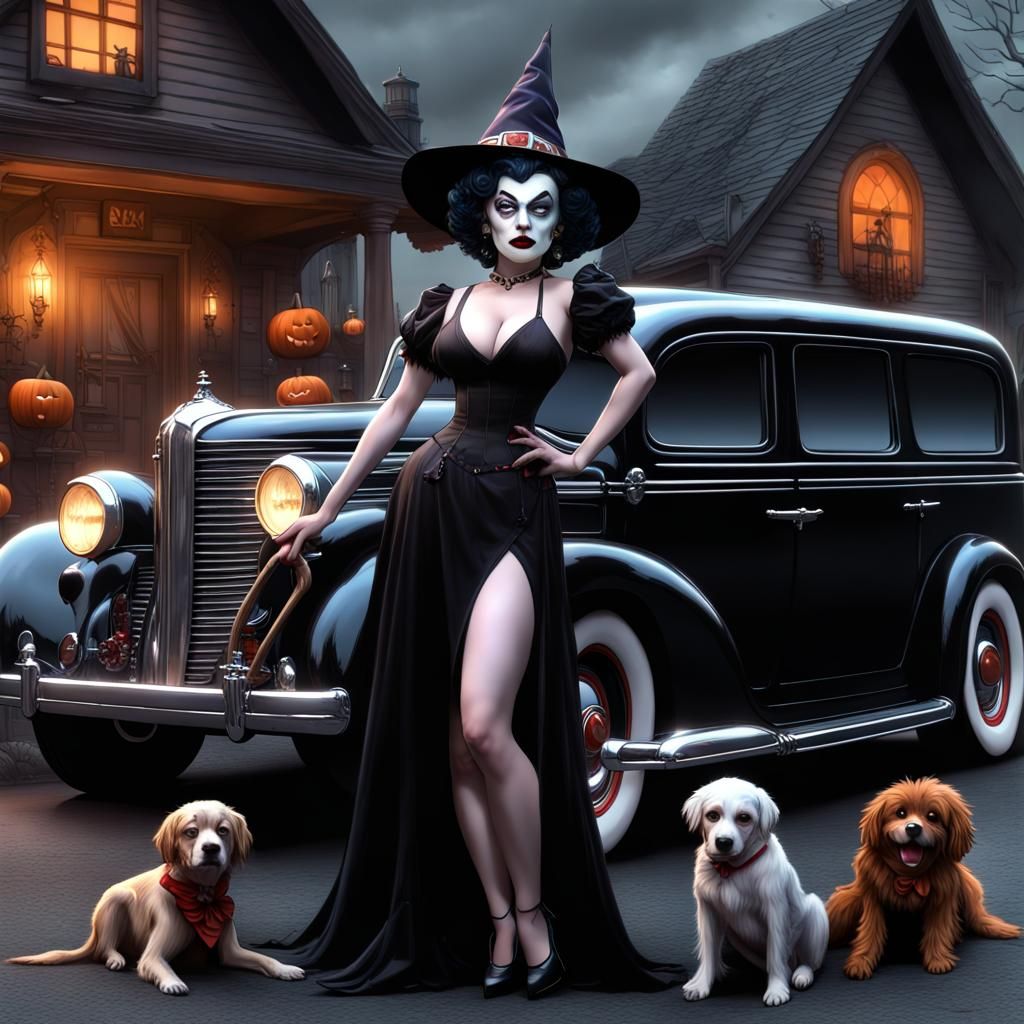 Betty Boop Halloween Hearse, Dark Fantasy Concept Art