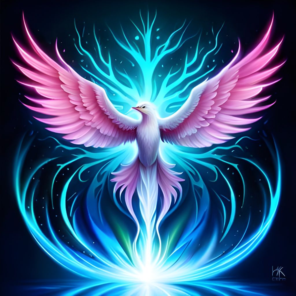 Luminous Electric Phoenix Rising: Hyperdetailed Fantasy Art
