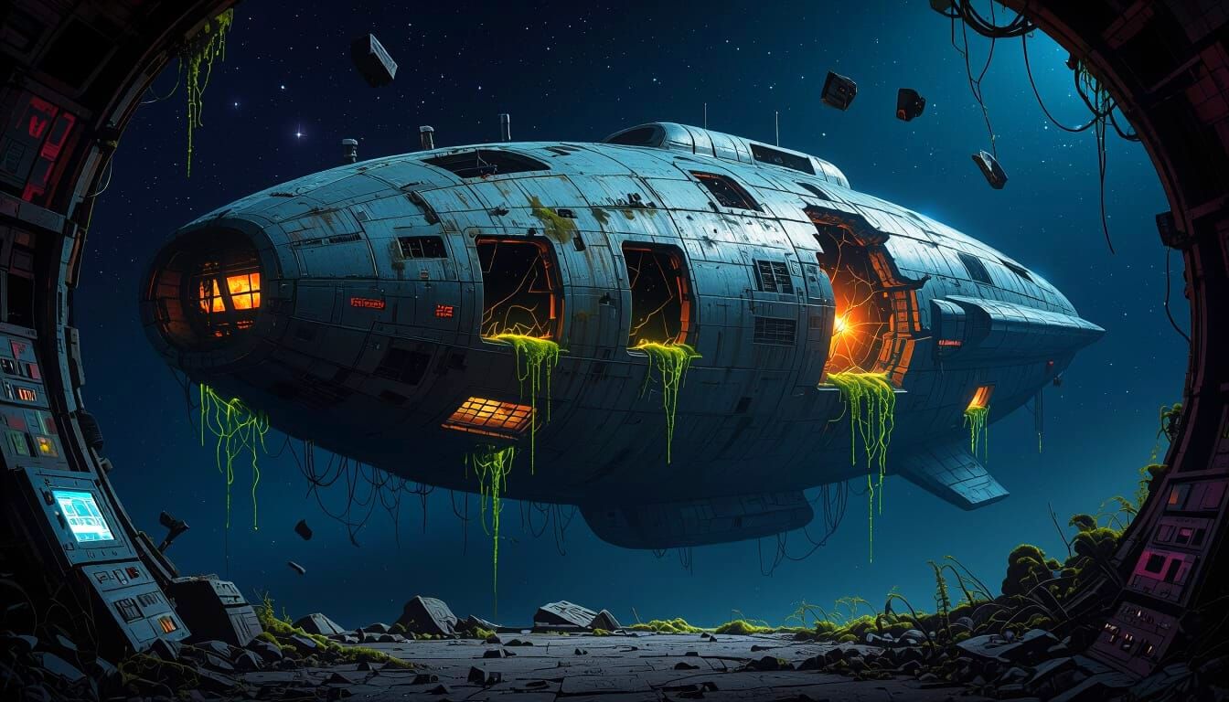 Colossal Abandoned Spaceship in Deep Space