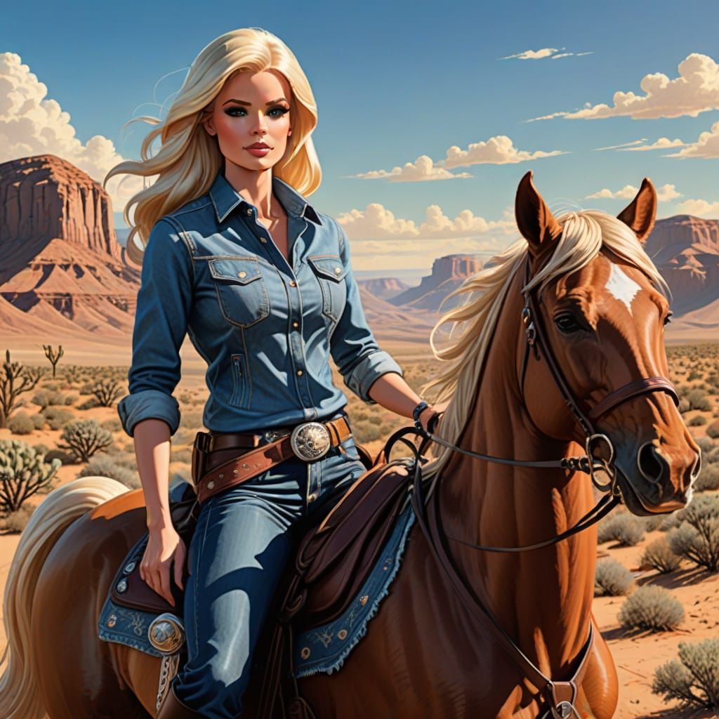 Surreal Comic Book Art of Barbie in the Desert
