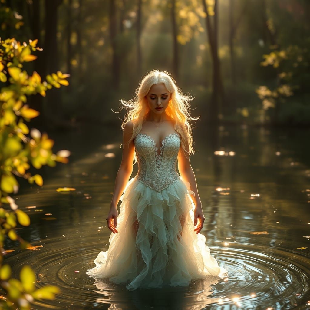 Majestic Siren in Sunlit Pond