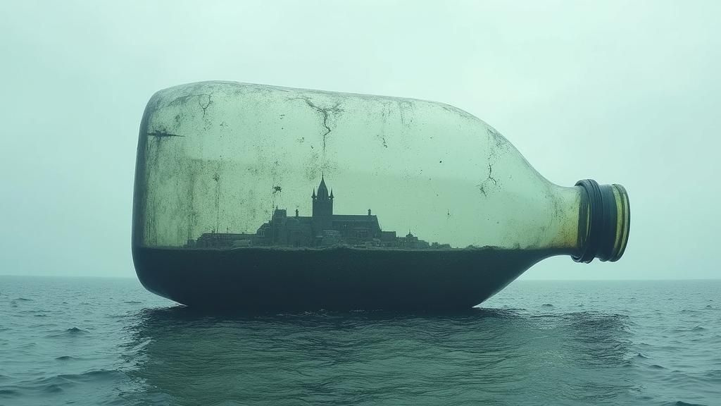 Miniature Town in Plastic Bottle, Biomechanical Art