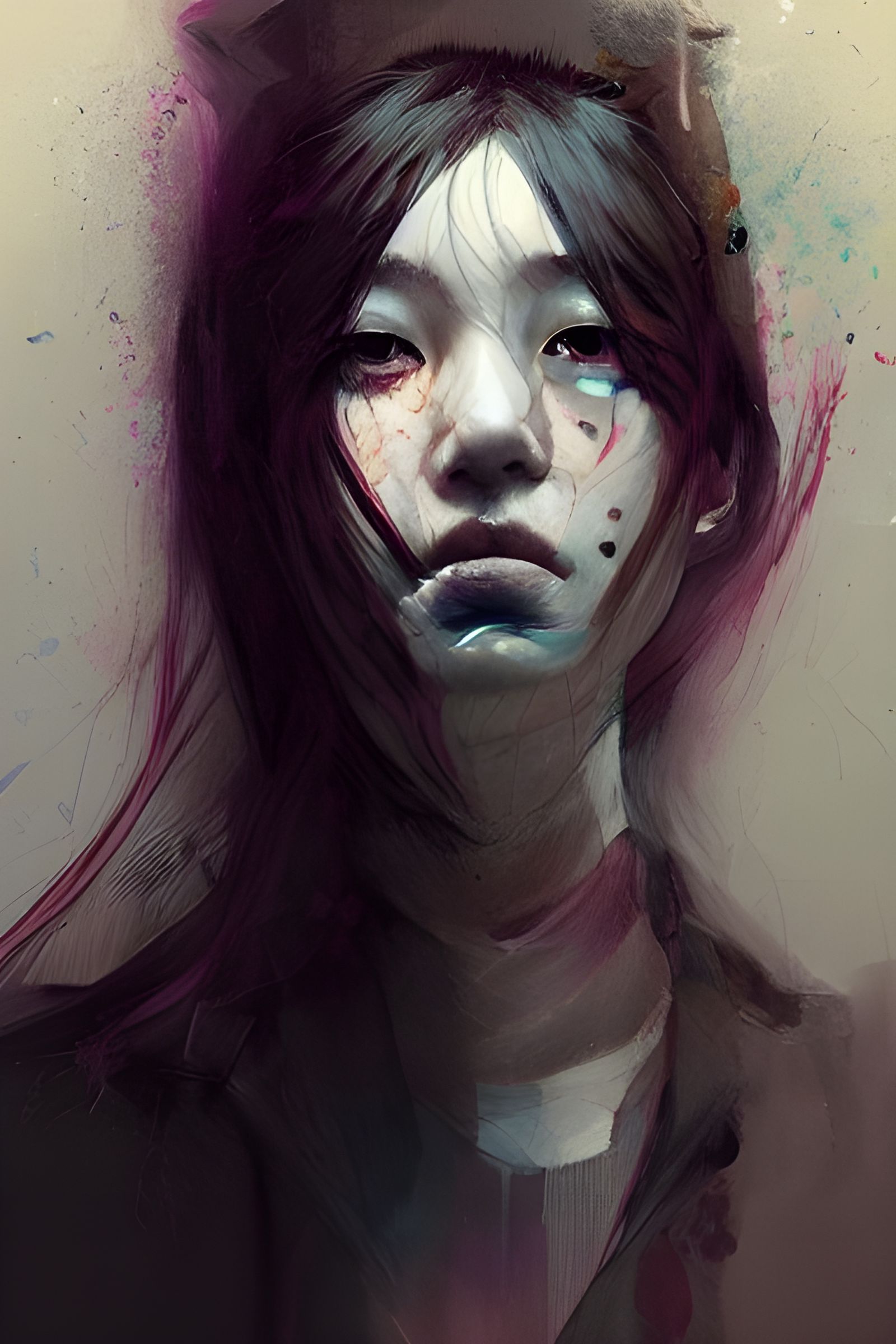 Ghost Girl Portrait in Digital Illustration Style
