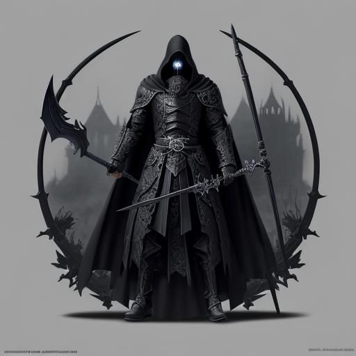 Grim Reaper in Dark Fantasy Anime Style