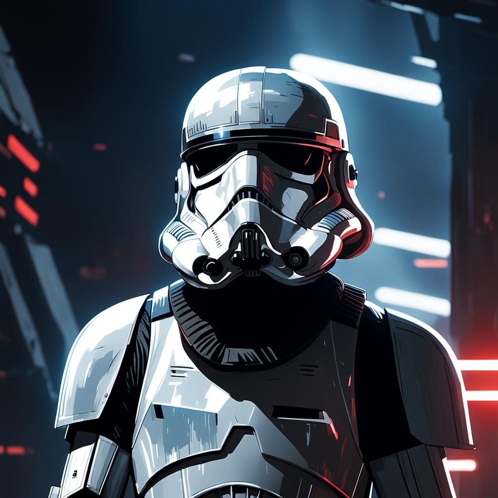 Intense Stormtrooper in Imperial Hangar
