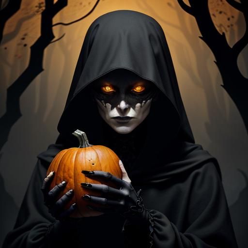 Pumpkin Head Portrait in Gothic Concept Art