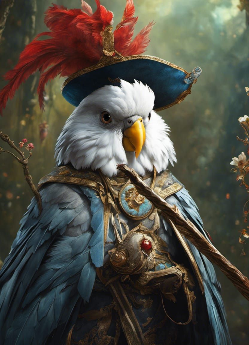 Magical Cockatiel Wizard Portrait, Hyperdetailed Fantasy Art