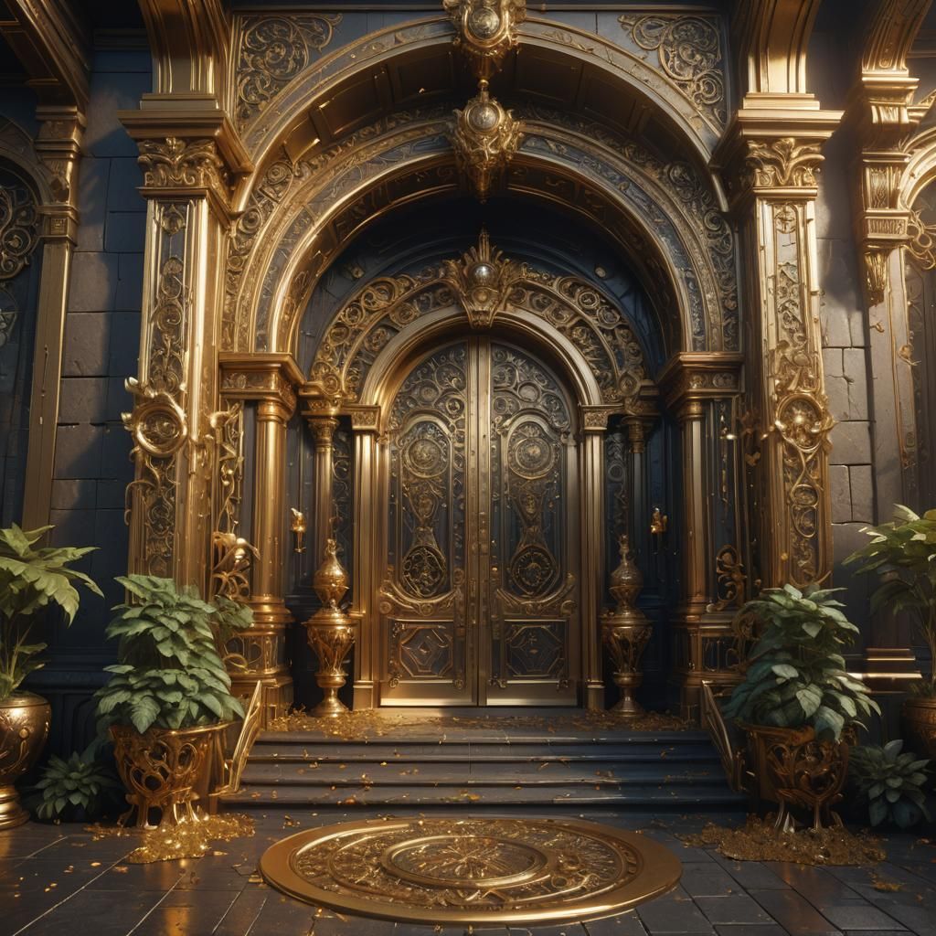 Fantastical Gold Entryway in Detailed Matte Painting