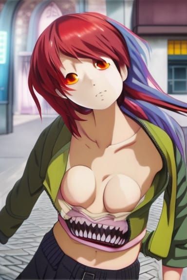 Punk Anime Lady in Cityscape: Ghibli-Pixar Style