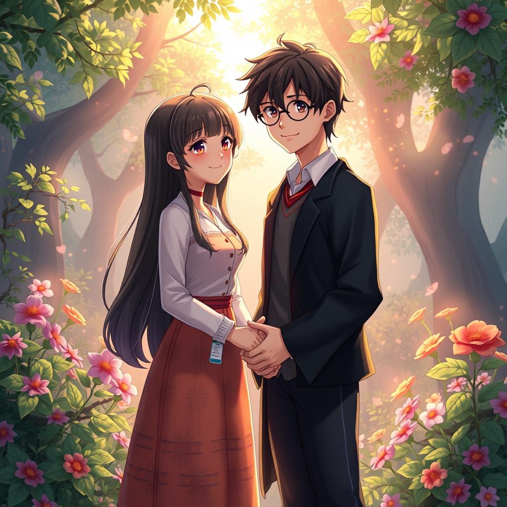 Whimsical Harry Potter Romance in 8K Anime Art