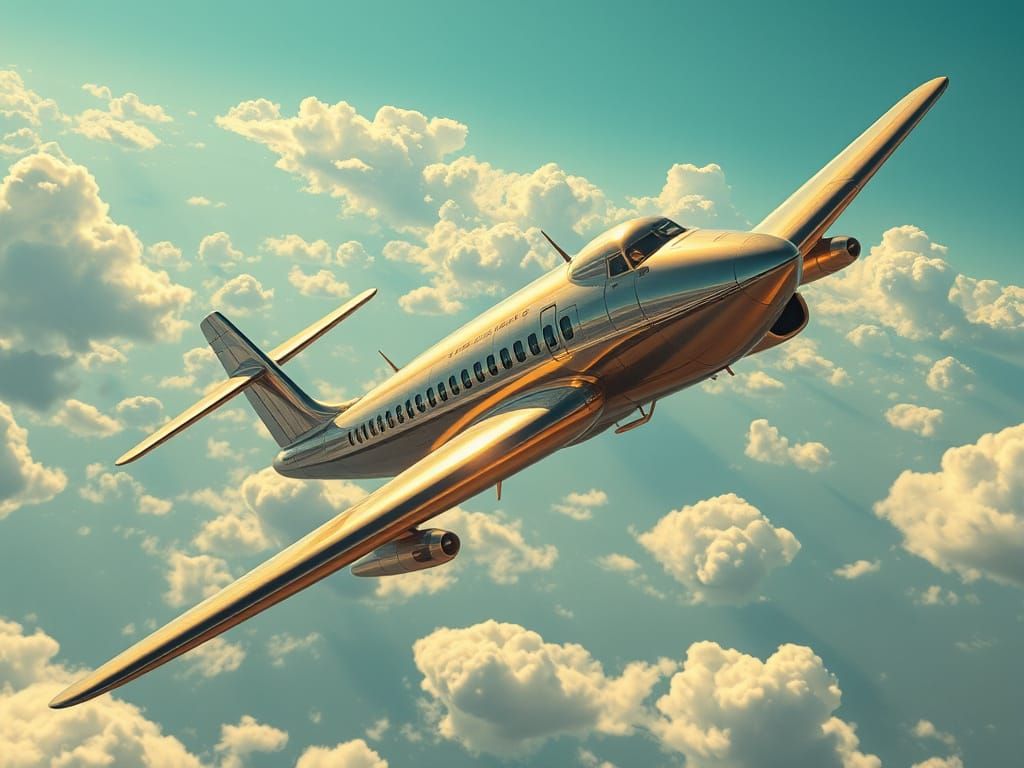 Vintage Airliner Takes Flight in a Brilliant Blue Sky