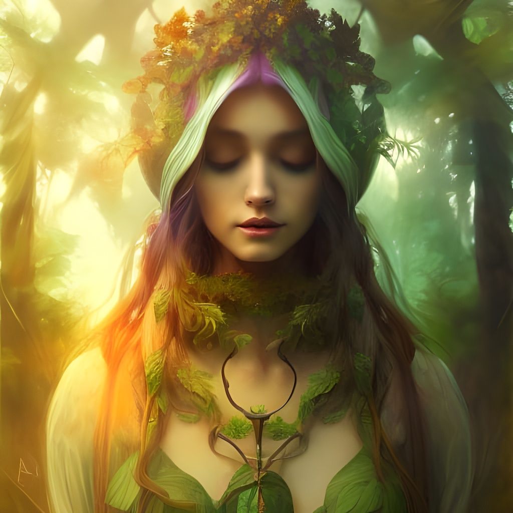 Art Nouveau Druid Healing Earth Elemental Portrait