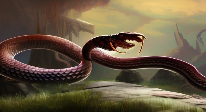 Tusked Cobra in a Detailed Fantasy Matte Painting