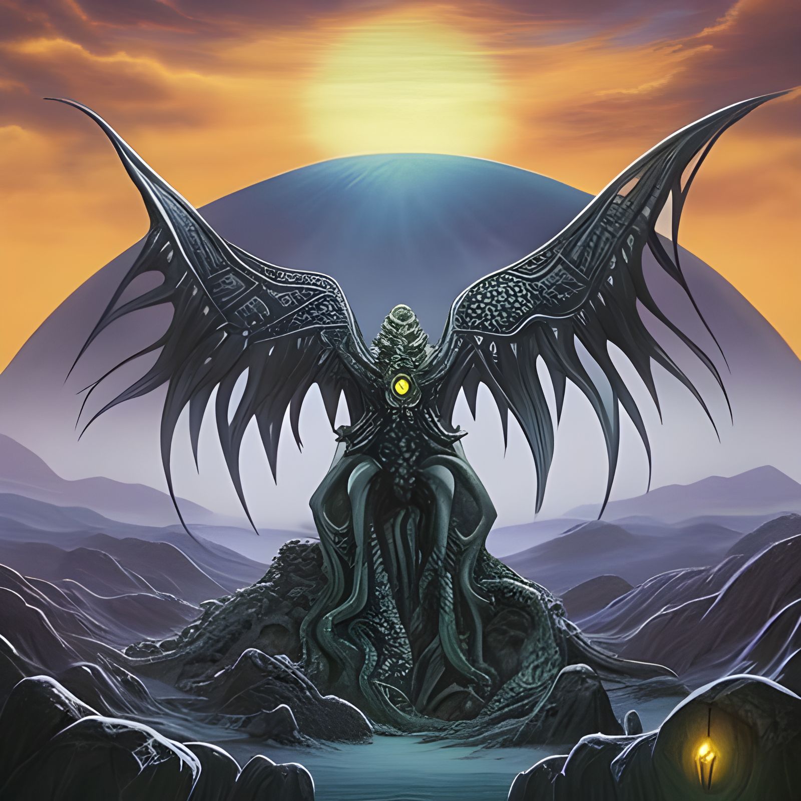 Eldritch Mountain Landscape Inspired by Lovecraft