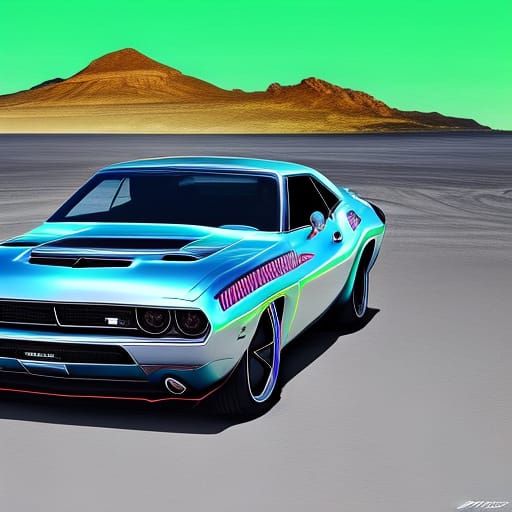 Dodge Challenger in Astral Cosmic Illustration