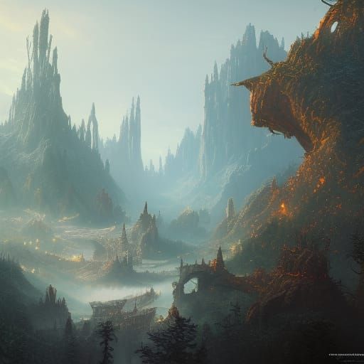 Fantastical Matte Painting in Deep Color, 8K