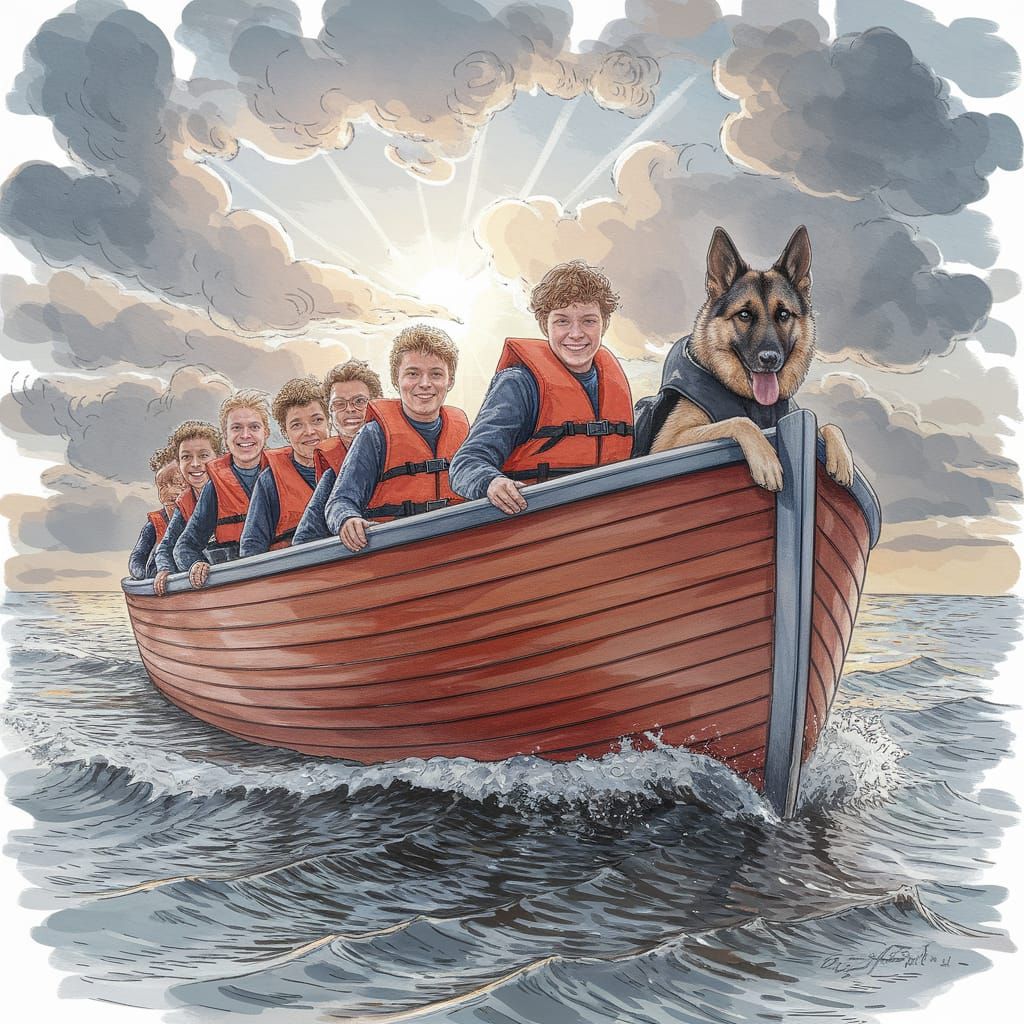 Wooden Dutch Sailing Ship on IJsselmeer