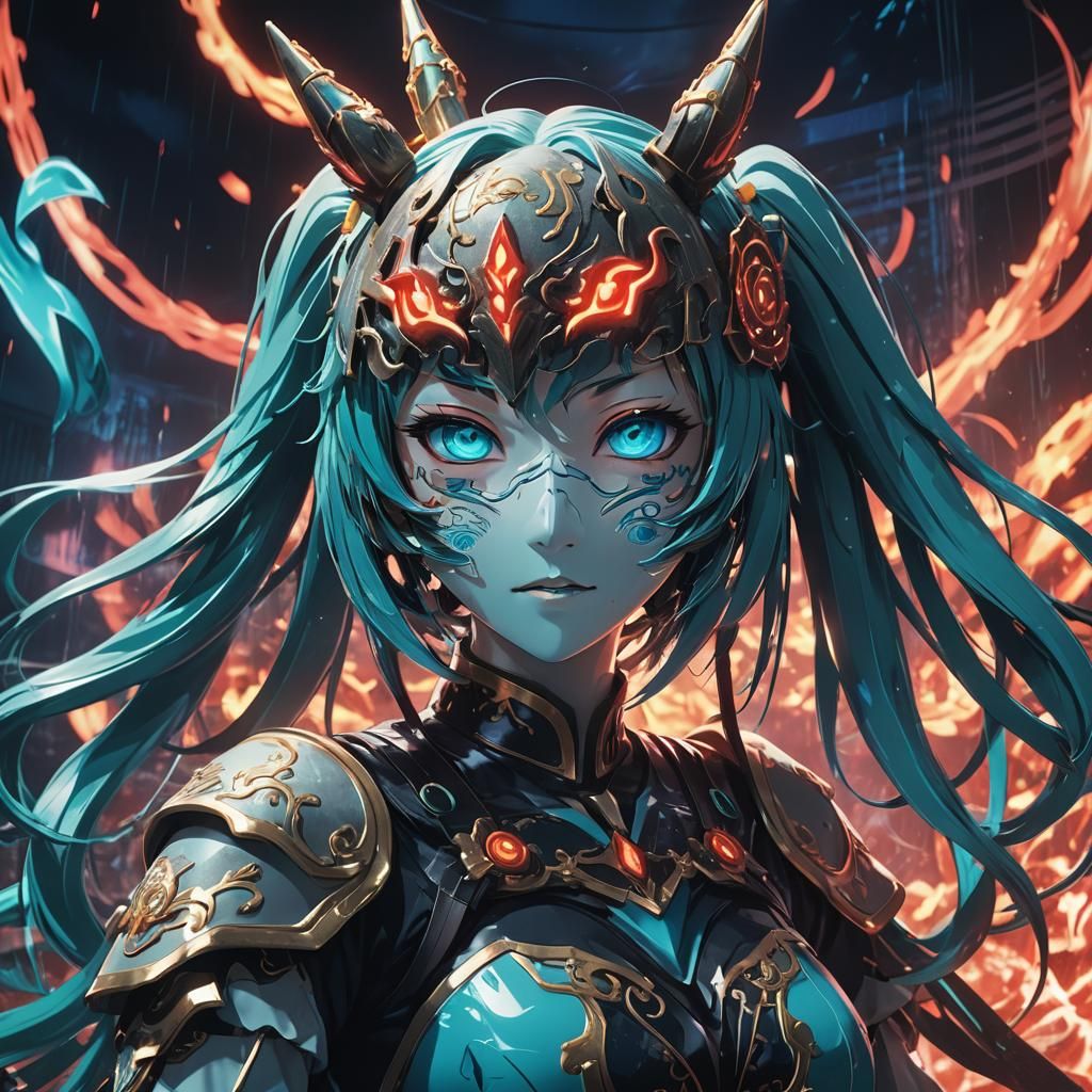 Headless Anime Rider in Demonic Porcelain Mask