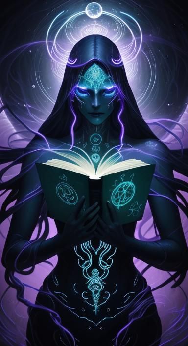 Surreal Abstract Realism: Ancient Tome in Neon Haze