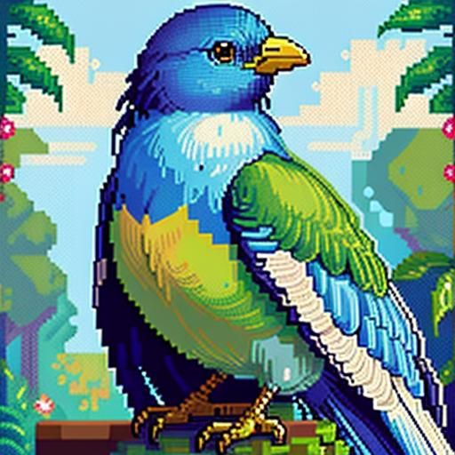 16-Bit Pixel Art Bird Portrait