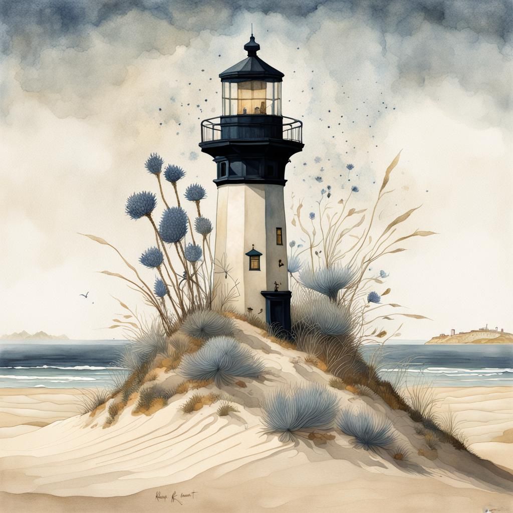 Disintegrating Dunes: Double Exposure Lighthouse Art