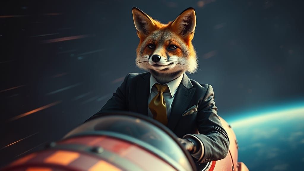 Fox Pilot in Rocket Ship, Cinematic Film Still