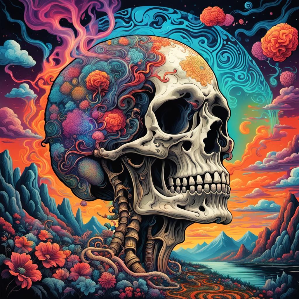 Psychedelic Woman Skull on DMT