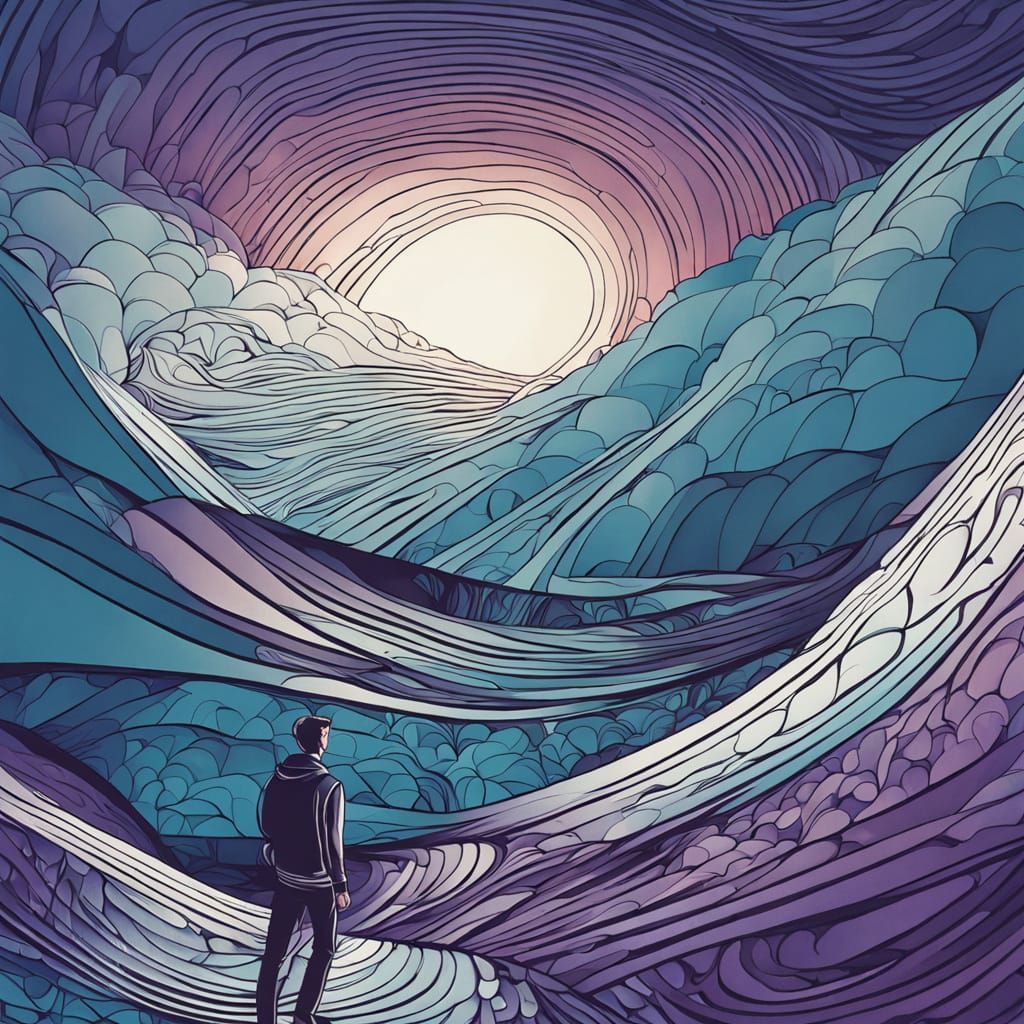 Abstract Fractal Cityscape with Swirling Patterns