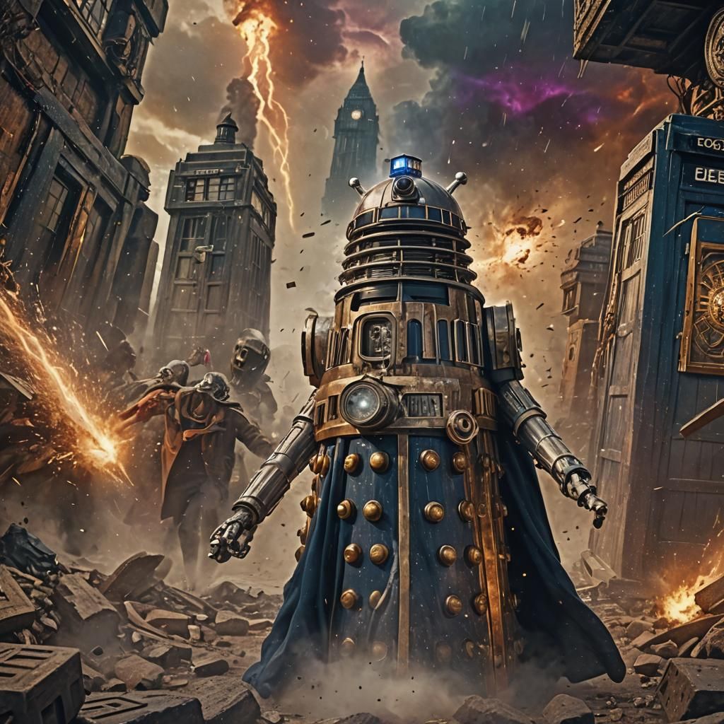 Dramatic Hyperrealistic Time Clash Concept Art