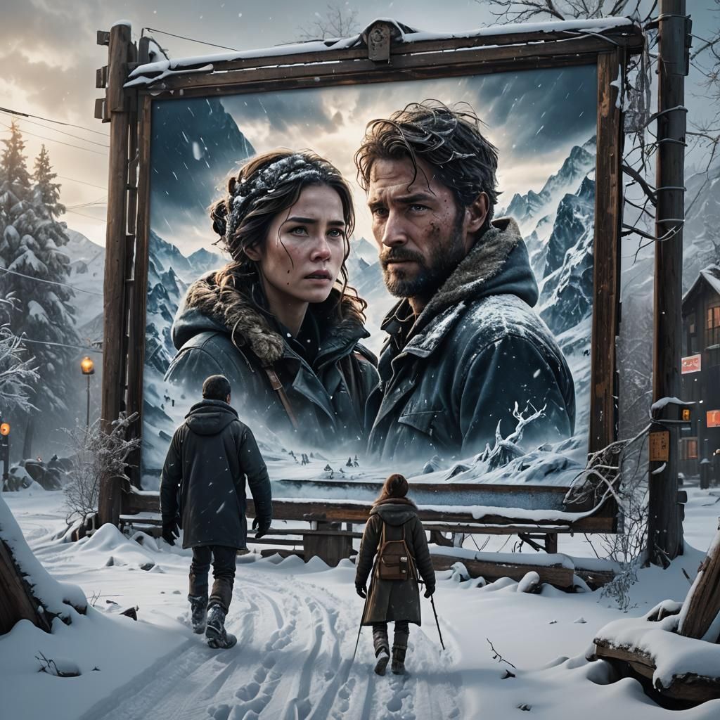 Dramatic Survival Movie Poster in Fantasy Art Style