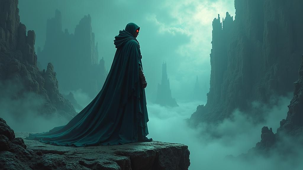 Sorcerer at the Edge of Reality in Gothic Style