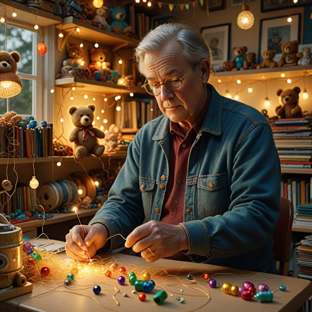 Golden Thread Toymaker in Whimsical Textile Art