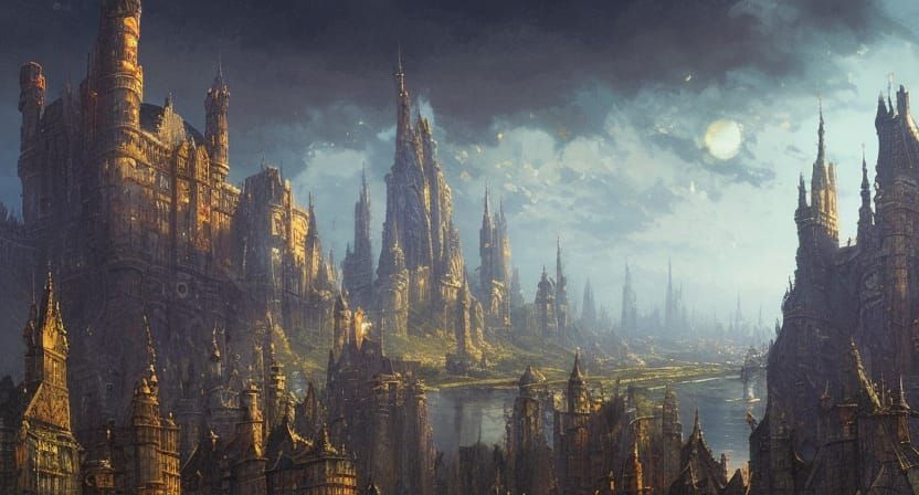 Majestic Medieval Castle Acrylic Painting