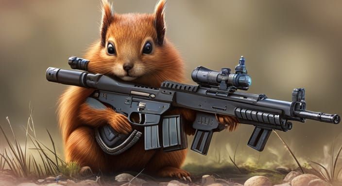 Hyper-Realistic Sci-Fi Squirrel in Flowerpunk Wonderland