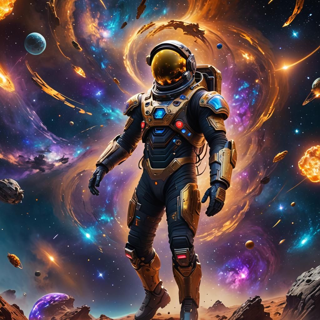 Astronaut in Galaxy Suit: Epic Sci-Fi Concept Art