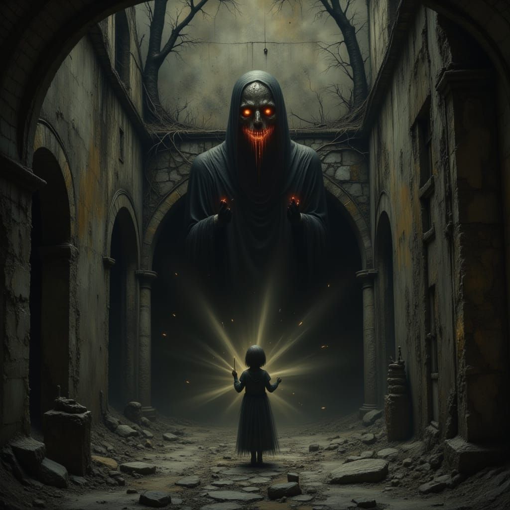 Mysterious Cyberpunk Darkness in Surreal Style