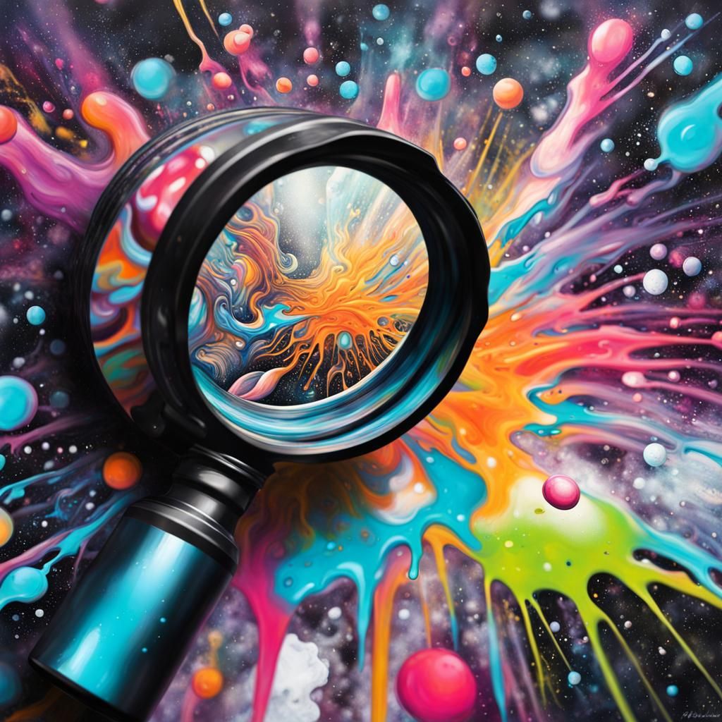 Space Through Magnifying Glass in Graffiti Art Style