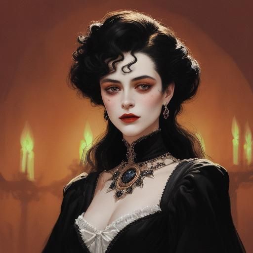 Expressionist Vampire Portrait in Ornate Ballroom
