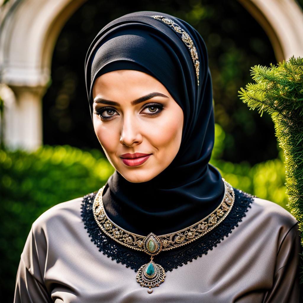 European Hijabi Woman Portrait in Hyperrealistic Style
