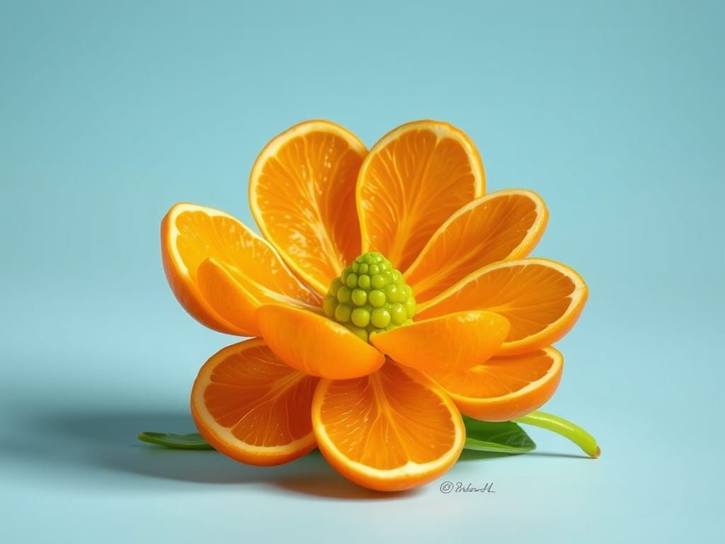 Whimsical Orange Flower in Fabergé Egg Style