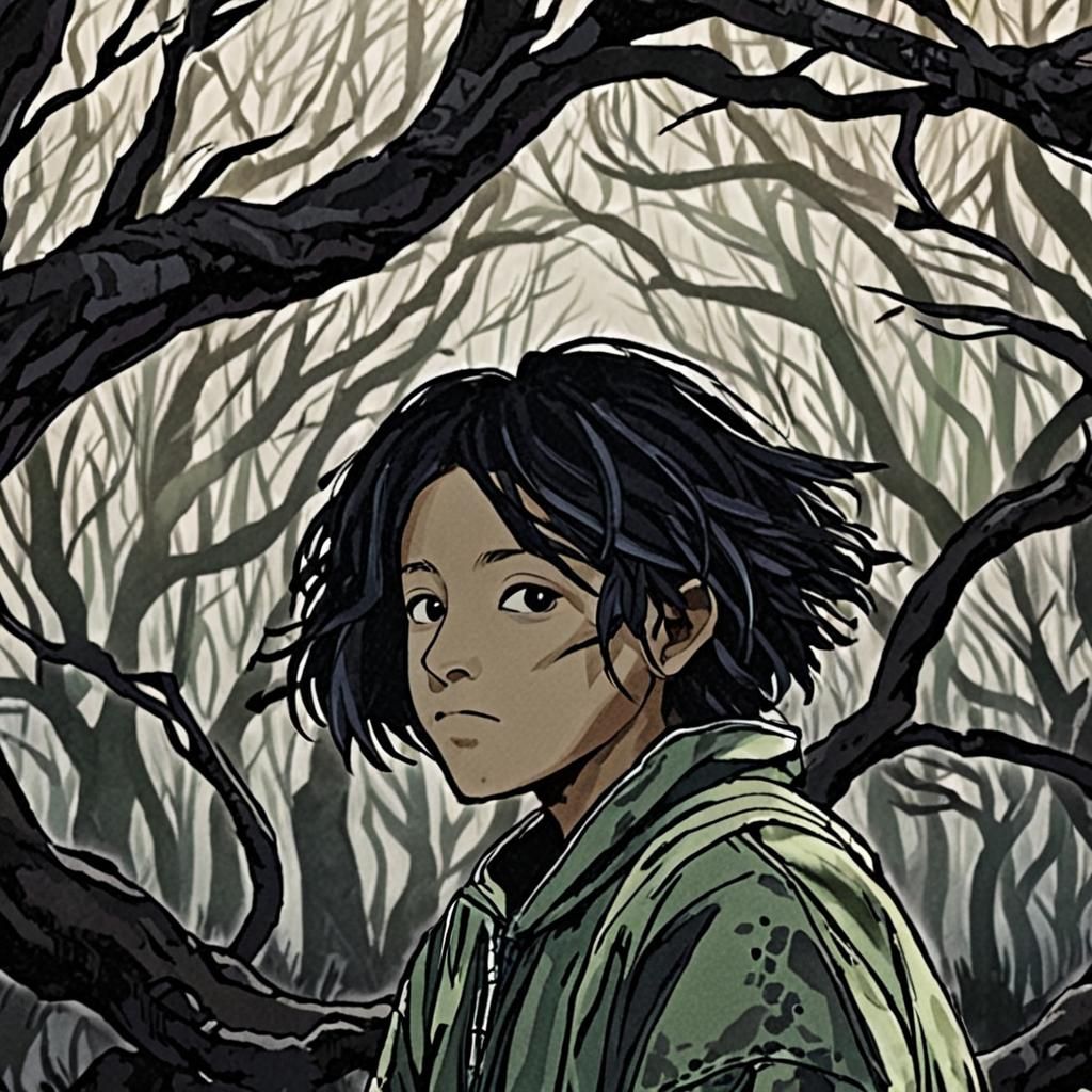 Subject Walks Through Dark, Gnarled Forest