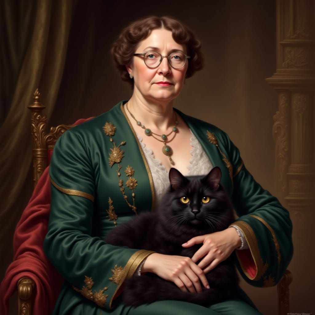 State portrait of Lady Fleur and her cat